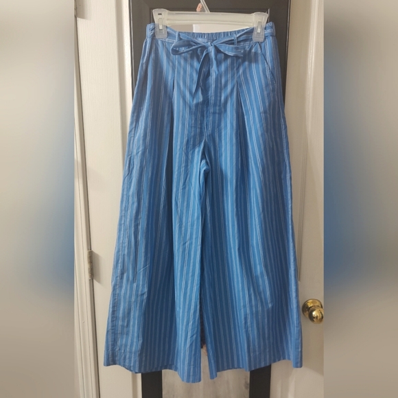 NWT AE Wide Leg Palazzo Stripped Pant. Lined w/Pockets Spring 25 Collection. - Picture 2 of 7